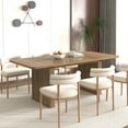 thumbnail image 6 of Modern Extendable Wood Dining Table, 78.7"x35.4", Beige Brown, Seats 6-10, Kitchen & Dining Room Table, Solid Wood Look, Double Pedestal, Party Ready, 6 of 13
