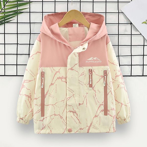 FSYBOA Girls Casual Jacket Size 14T, Long Sleeve Loose Fit Full Zip Hooded Fall Outerwear Pink