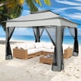 thumbnail image 4 of SANOPY 11 x 11 ft Outdoor Pop up Gazebo with Ventilated Double Roof, Steel Canopy for Patios, Backyard, Garden and Beach, Light Gray, 4 of 10
