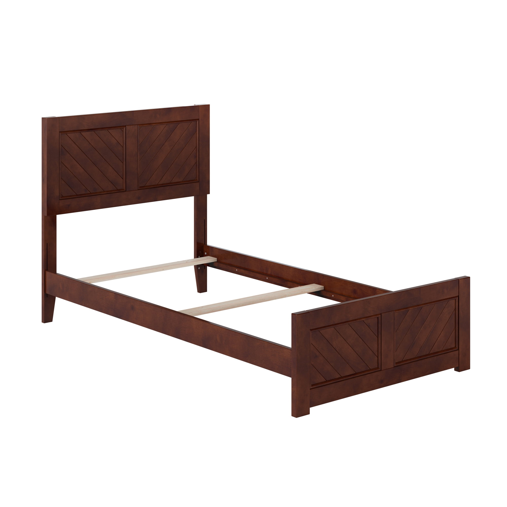 AFI Canyon Walnut Solid Wood Foundation Bed Frame with Matching Footboard, Twin