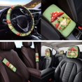 thumbnail image 4 of Yuyamidu Cute Frog Car Seat Cover Set with Steering Wheel Cover Mushroom Head Rest Covers Seat Belt Strap Pads Coasters Green Center Console Cover Key Ring, 14 Pack, 4 of 7