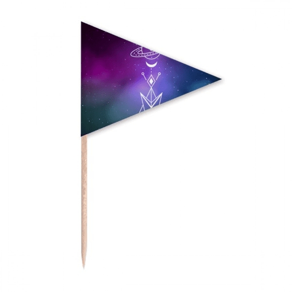 Starry Sky Alien Totem Pattern Toothpick Triangle Cupcake Toppers Flag