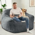 thumbnail image 6 of HOMGUAVA Giant Bean Bag Chair for Adults & Kids, Oversized Bean Bag Couch Sofa w/ Wide Armrests, Large Lazy Bean Bag Chair w/ Stuffed Memory Foam, Dark Gray, 6 of 8