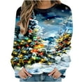 thumbnail image 3 of Feancey Christmas Tree Sweatshirts Women Xmas Glitter Sparkly Print Long Sleeve Shirts Fall Casual Crewneck Loose Sweatshirt Novelty Holiday Pullover Sky Blue M, 3 of 7