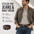 thumbnail image 6 of TRISJEM Men's Double Prong Belt, Big & Tall 39"-41" Waist, Textured PU Leather Belt with Breathable Elongated Slots, Adjustable Casual Work Belt for Jeans Work Pants, Black Dark Brown Orange, 3 Color, 6 of 8