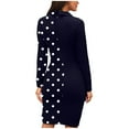 thumbnail image 3 of Long Sleeve Dress,3/4 Sleeve Dress for Women,Fashion Women Printed Turn Down Neck Long Sleeve Button Casual Work Formal Dress,Button Down Dress,Dress with Sleeves, 3 of 6