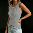 thumbnail image 6 of MORESEC Women Plus Size Sleeveless Wrap Tank Top Cotton Linen V Neck Casual Curved Hem Solid Basic Tops for Party Summer Fashion Clothes, Gray 3XL, 6 of 7