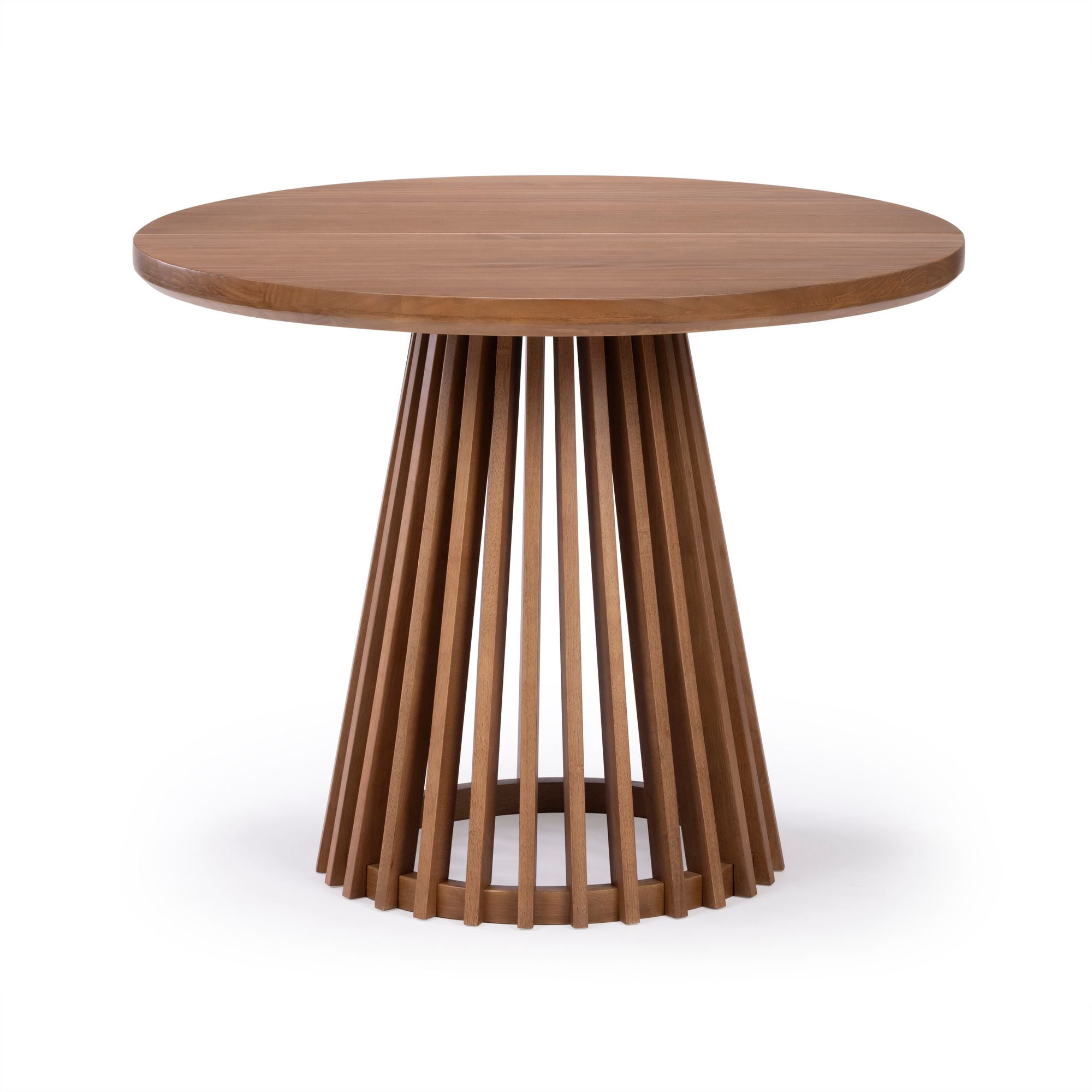 Plank+Beam 38" Lido Round Dining Table, Solid Wood Minimalist Kitchen Table for 4, Pecan