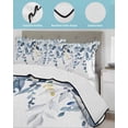 thumbnail image 4 of Quilts Queen Size, Teal Blue Eucalyptus Leaves Soft Comforter Bedding Set for Bed, Farmhouse Botanical Watercolor Lightweight Quilted Bedspread with Pillow Cover(2 Pieces) for All Season, 90x96 Inch, 4 of 6