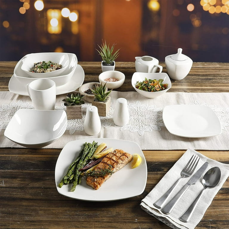Gibson Casa Zen Buffet Square Porcelain Dinnerware Set, Serves 6