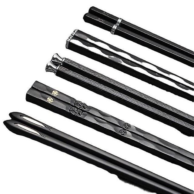 5 pares de sushi reutilizables antideslizantes para grabado láser de aleación