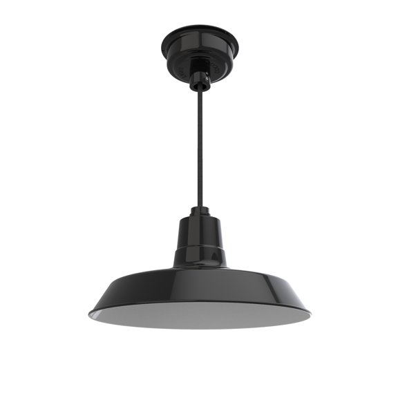 16" Vintage Pendant Barn Light in Black
