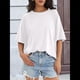 thumbnail image 5 of Camisetas de Gran Tamaño para Mujer, Corte Holgado, Cuello Redondo, Corta, Blusa Informal de Verano, Camiseta Básica Y2K para Playa M, 5 of 7
