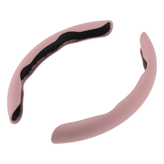 Unique Bargains  PU Steering Wheel Cover Rubber Car Steering Wheel Protector Pink 2 Pcs