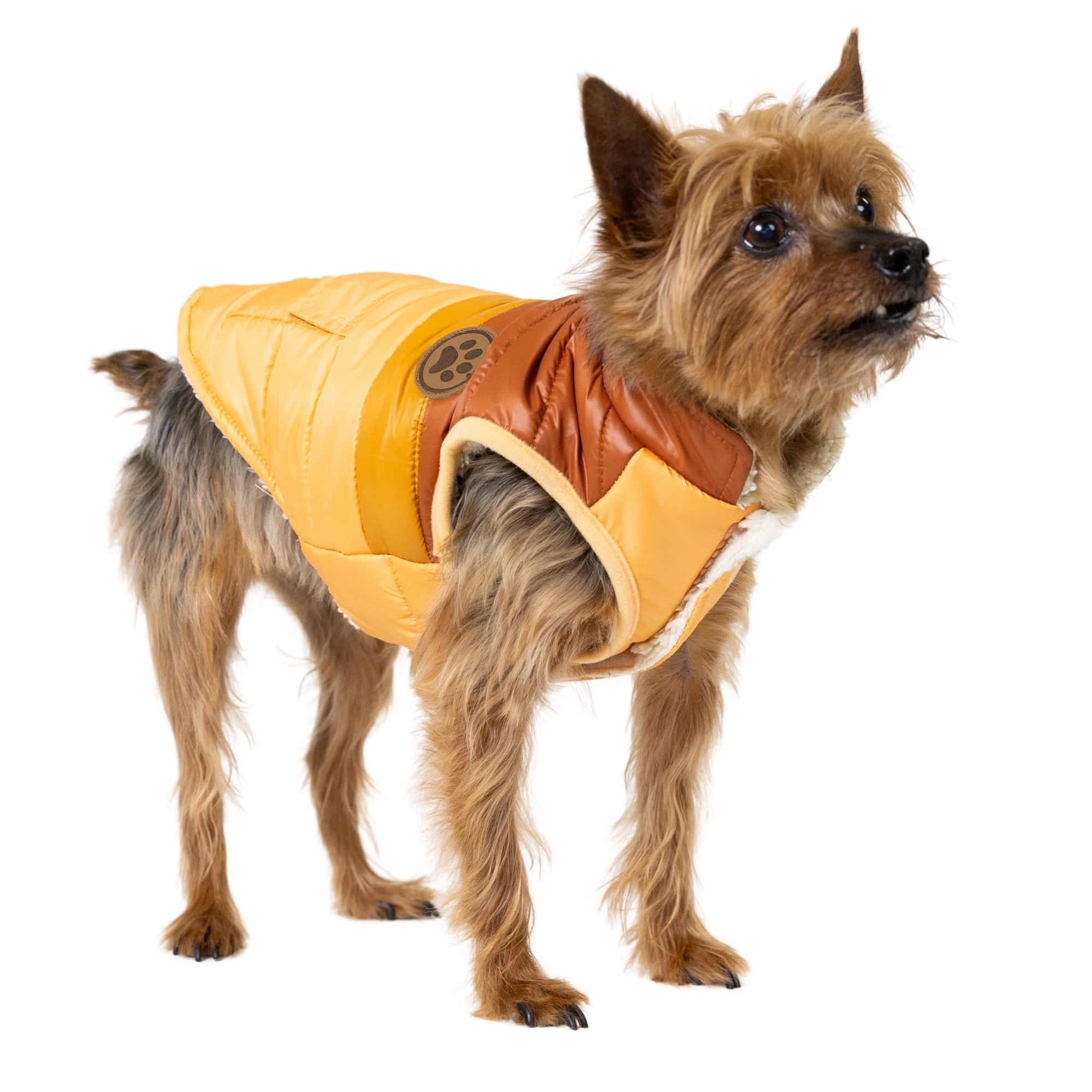 Vibrant Life Winter Puffer Coat for Cats & Dogs, Brown and Orange, Extra Small