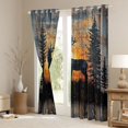 thumbnail image 3 of jejeloiu Jungle Deer Elk Blackout Curtains Set of 2 (52x84 Each),Pine Tree Window Curtains,Black Orange Curtains and Drapes For Men Women,Microfiber Bedroom Decor, 3 of 6
