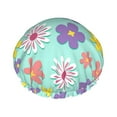 thumbnail image 1 of YFYANG Women's Double Waterproof Shower Cap, Daisy Floral Pattern Reusable Hair Cap for All Hair Styles and Head Sizes, 1 of 9