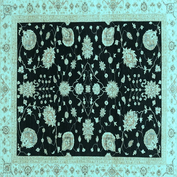 Ahgly Company Indoor Square Oriental Light Blue Traditional Area Rugs, 7' Square