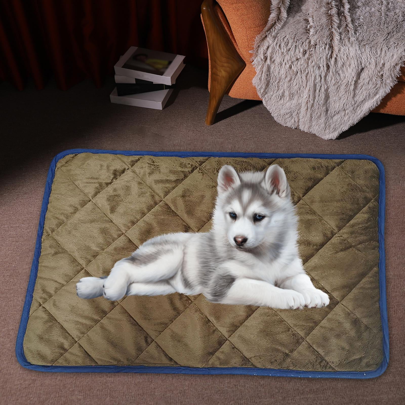 Self Heating Pets Pad Dogs Cat Cage Washable Non Slip Bottom Sleeping Mat Soft Self Warming Mat for Outdoor Kitty Animals Home Bedroom Coffee 40x50cm