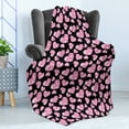 thumbnail image 4 of Diamonds Soft Flannel Fleece Throw Blanket, Romantic Pink Heart Stones on Black Background Valentines Day Theme, Cozy Plush for Indoor and Outdoor Use, 50" x 70", Pale Pink Black, by Ambesonne, 4 of 5