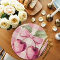 thumbnail image 2 of Round Placemats Pink Bow Cherry 15 inch Set of 2 Table Mats for Dining Table Pink Check Heat Resistant Non-Slip Kitchen & Home Decorative Place Mat Set, 2 of 8
