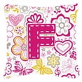 thumbnail image 5 of Letter Flowers and Butterflies Pink Fabric Decorative Pillow, 5 of 7