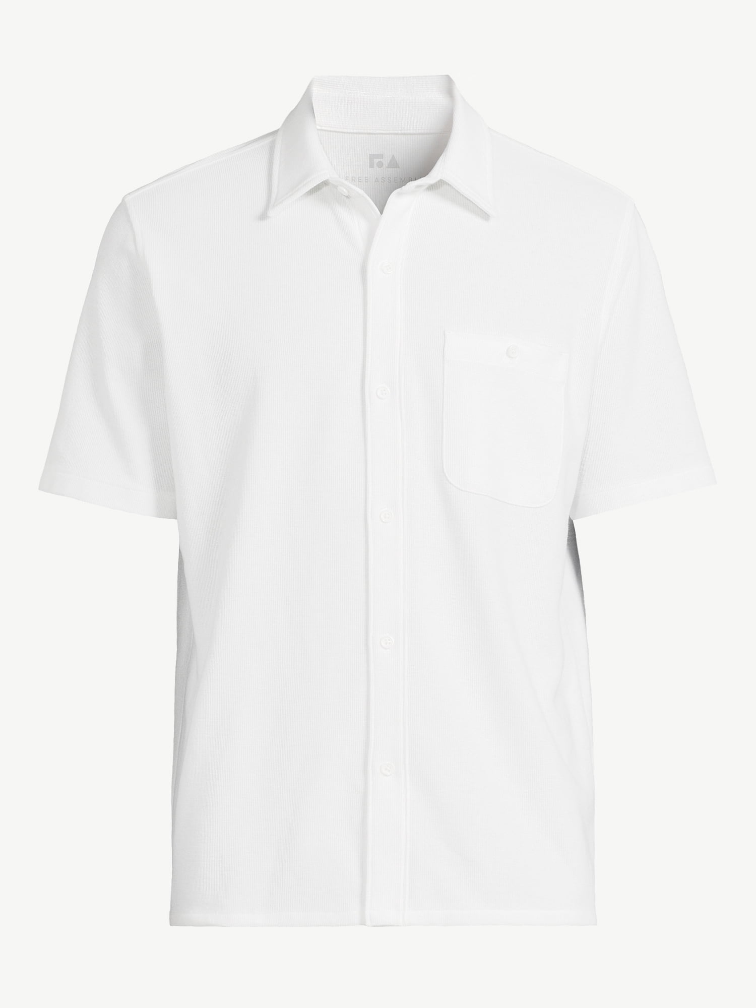 Free Assembly Men's Flatback Waffle Shirt with Short Sleeves
