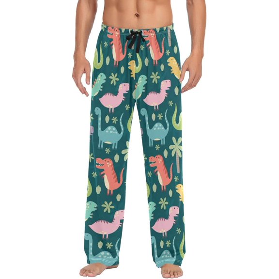 GZHJMY Dinosaur Pajama Pants for Men, Lounge Pants Lightweight Men Pajama Bottoms with Drawstring Pockets, Christmas New Year Birthday Gifts, Large