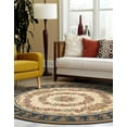 thumbnail image 3 of Unique Loom Outdoor Traditional Collection Area Rug - Palazzo (5' 1" Round Navy Blue and Ivory/Red), 3 of 9
