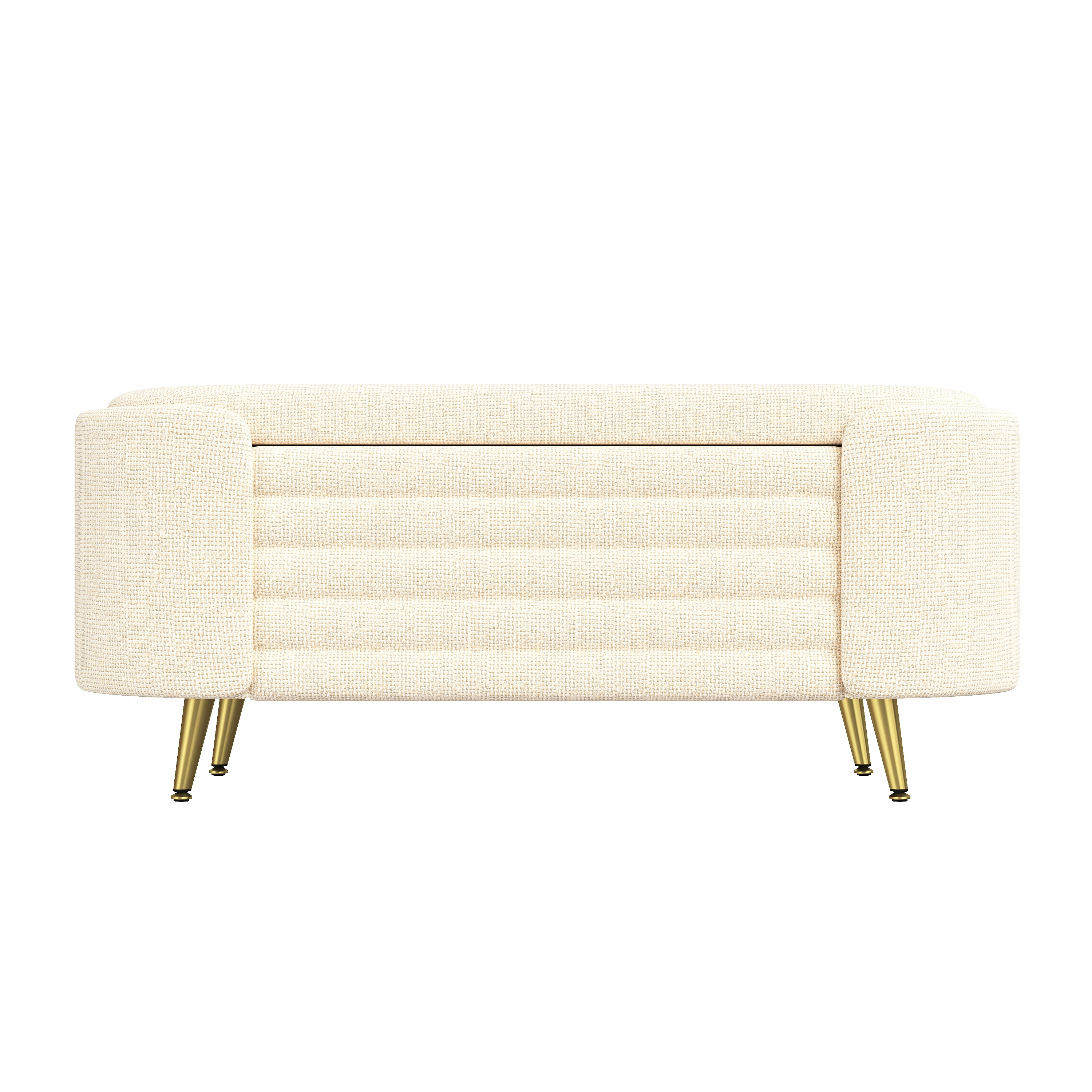 Euroco Modern Storage Ottoman Upholstered Storage Bench End of Bed Bench Entryway Shoe Bench for Living Room, Bedroom and Entryway, Beige