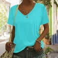 thumbnail image 2 of Summer Oversize Shirts for Womens Fashion V-Neck Short Sleeve Loose Solid Color T Shirt Tunic Shirt Blouse, 2 of 6