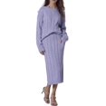 thumbnail image 2 of INSPIRE CHIC Womens' Fall Winter Roundneck Sweater Two Piece Outfit Midi Skirts with Pockets Lounge Set XL Purple, 2 of 6