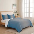 thumbnail image 5 of King Quilt Set 96''x106'', Blue Grey Ombre Lightweight Summer Bedspread Coverlet Set with 2 Pillow Shams, Gradient Contemporary Abstract Art Breathable All Season Quilt Bedding for Bedroom/Guest Room, 5 of 9