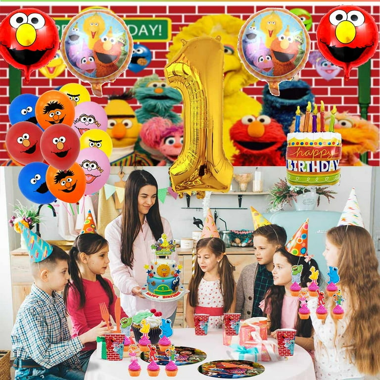 Sesame Street Balloons Party Supplies 1st Decor Tableware Birthday Cake Topper Decorations Banner Backdrop