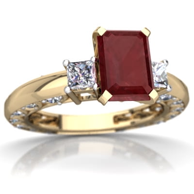 Ruby Art Deco Ring in 14K Yellow Gold by