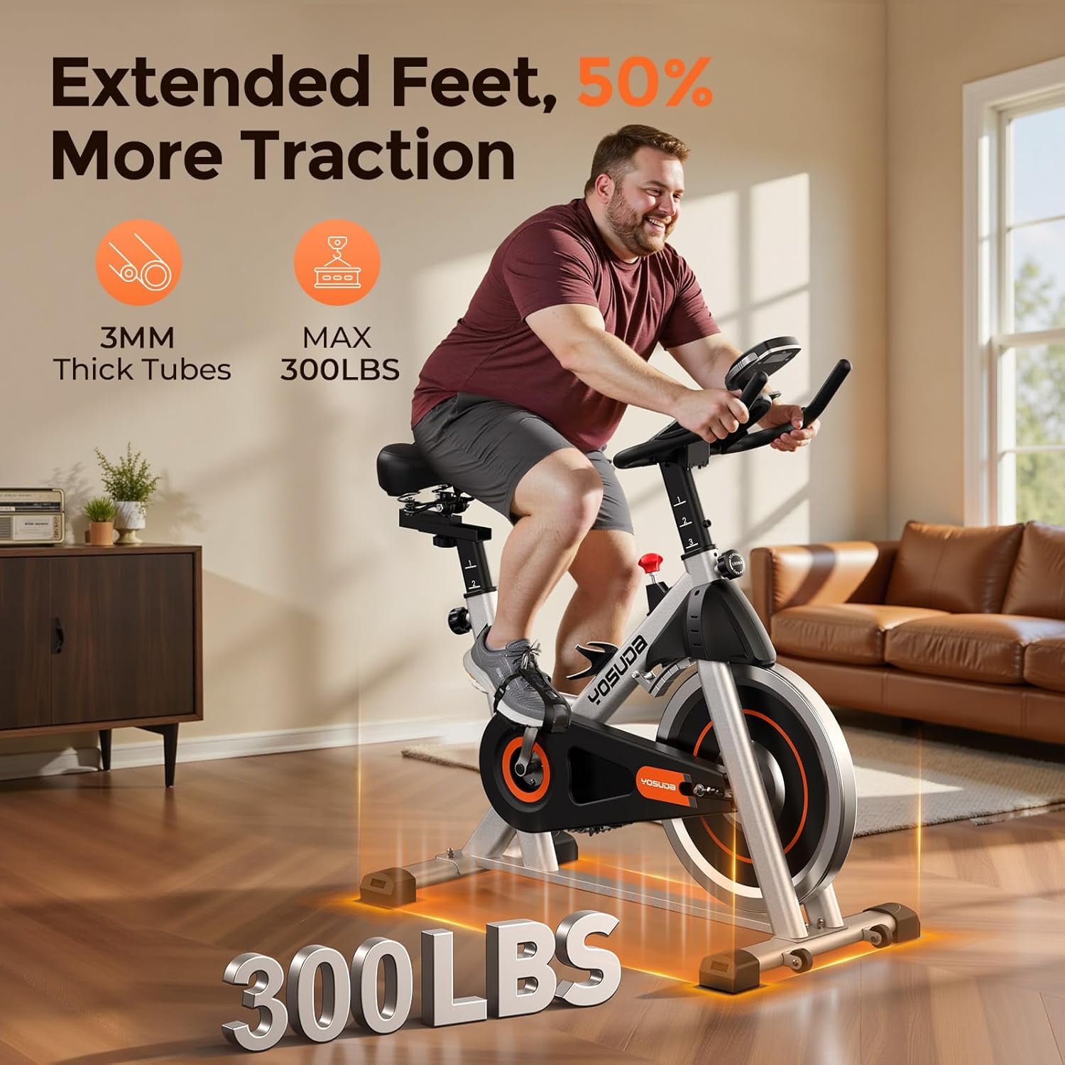 FED Fitness Yosuda Magnetic Exercise Bike, Adjustable Stationary Bike for Home, Silent Belt Drive, Exclusive App, Indoor Cycling Bike with Big IPad Holder & Comfortable Seat for Home/Gym Use