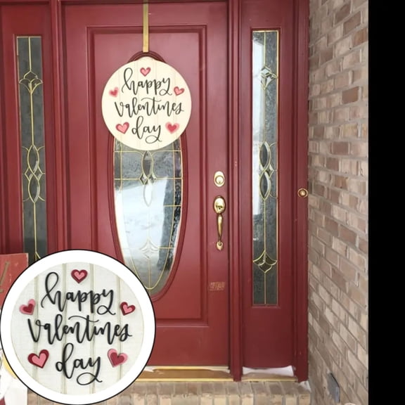 Hanging Wall Decor,Valentine' S Day Decor Door Sign 3D Wooden Welcome Sign Happy Valentines Day Hanger Home Decor For Farmhouse Porch