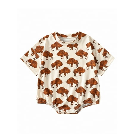 

Binwwede Newborn Summer Jumpsuit Casual Cow Print Short Sleeve Romper