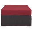 thumbnail image 4 of Modway Convene Rectangle Fabric Rattan Patio Ottoman in Espresso/Red, 4 of 4