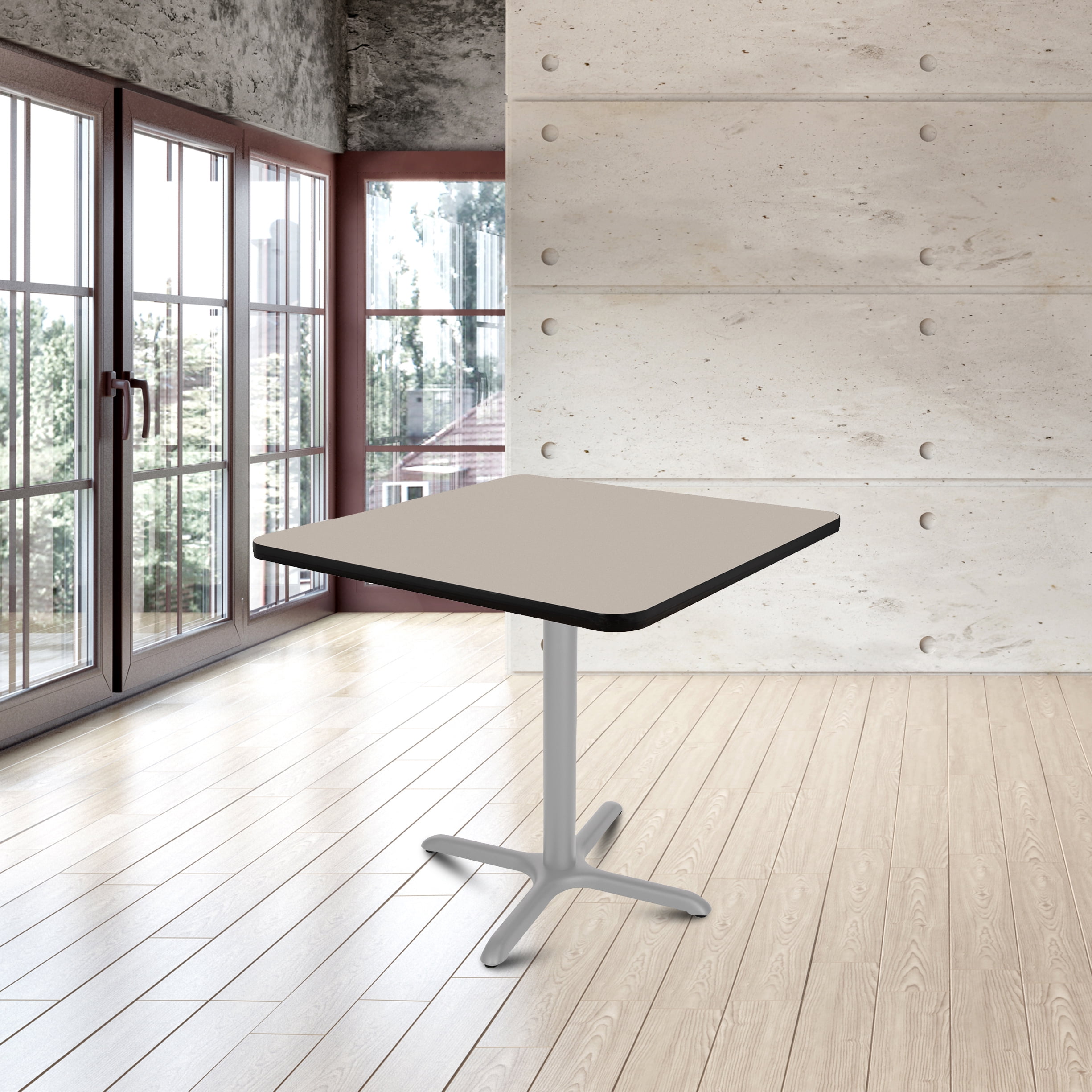 Hampden Furnishings Bennet Collection Steel Frame 36" Square Top, X Base, 30" Height, Cafe Table Grey Frame/Grey Nebula Top