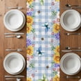 thumbnail image 4 of Table Runner 72 Inches Long for Kitchen Dining, Sunflowers Dresser Scarf Farmhouse, Dining Table Decorations for Wedding/Parties, Spring Watercolor Flowers Butterflies Hydrangea Blue 18 x 72 In, 4 of 8