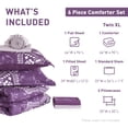 thumbnail image 2 of Regency Heights Twin XL Size Comforter Sets, Purple Bed in a Bag Twin XL, 6 Pieces Bedding Comforter Set with Bed Sheets and Side Pockets for College Dorm, 2 of 9