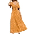 thumbnail image 2 of Lenago Robes Longues d'Été Grande Taille pour Femmes Robe à Col Manches Courtes Florale Boutonnée Jupe Longue en Chiffon Robes de Soirée Plage en Solde, 2 of 5