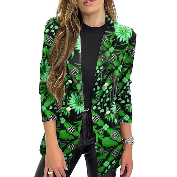 Pntutb Moda de verano para mujer Color sólido Delgado Manga larga Traje de doble botonadura Chaqueta pequeña Liquidación Pntutb Pntutb-410