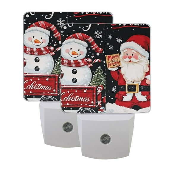Santa Claus and Snowman LED Night Light with Smart Sensor Plug Into Wall Dusk to Dawn 2 packs