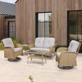 thumbnail image 2 of PARKWELL 5Pcs Outdoor Patio Conversation  Set,All-Weather Wicker Furniture with Swivel Gliders,Beige, 2 of 7