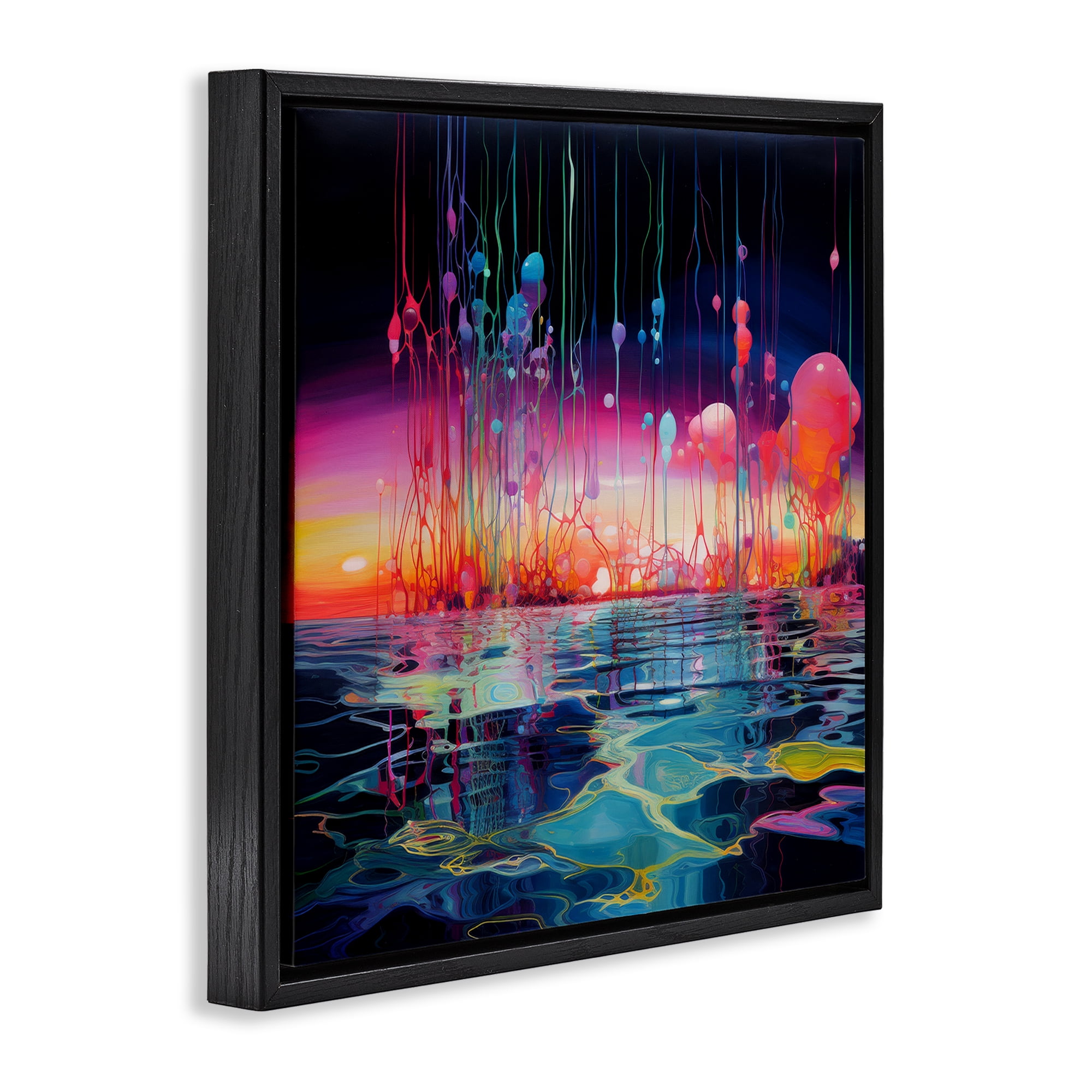 Stupell Industries Abstract Coastal Landscape Abstract Painting Black Floater Framed Canvas Art Print Wall Art, 25 x 25