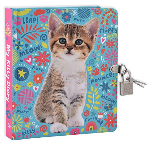 My Kitty 6.25' Lock and Key Diary for Girls and Boys, 208 Lined Pages