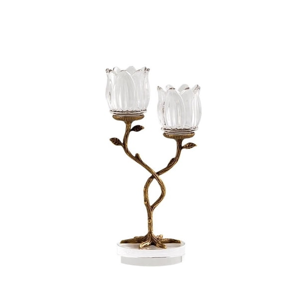 Candelabro de cristal de latón for el hogar, decoración de vestíbulo, soporte for velas de aromaterapia
