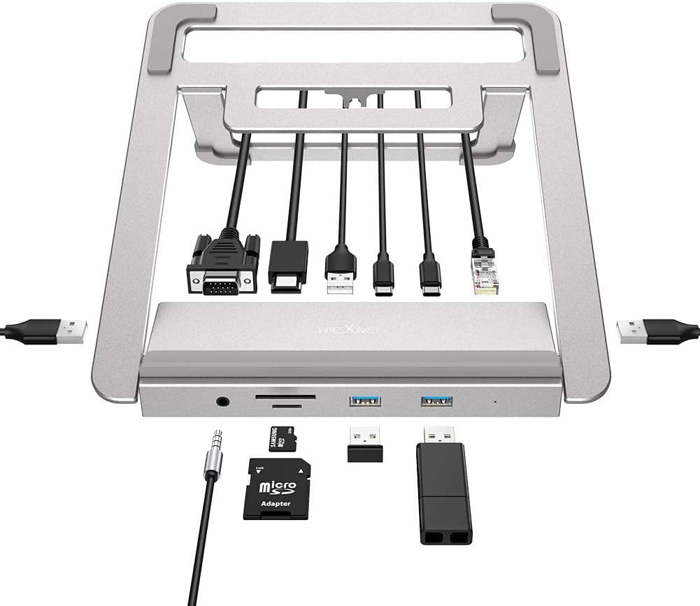 Laptop Stand Docking Station,James Donkey 13 in 1 USB C Hub,Aluminum